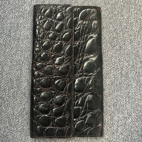 Brown Alligator Long Snap Wallet - Picture 1 of 11